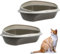 2X Katzenklo Ecke XXL Eck Katzentoilette mit Rand ohne Deckel Ecktoilette offen grau Katzen WC Doppelpack Sparpaket