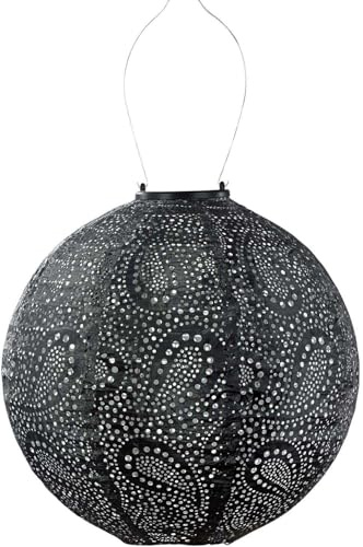 LUMIZ Solarlaterne - für Außen - Paisley - Runden - Gartenbeleuchtung - Solarlampen - Gartendeko - 30cm - Dunkelgrau