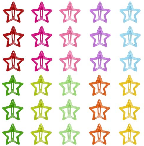 30 pinzas para el pelo de estrella para niñas, antideslizantes, accesorios para el cabello, lindas horquillas coloridas, pasadores de pelo kawaii para mujeres y niñas