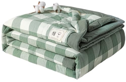 Surwin Tagesdecke Bettüberwurf Modern Plaid Gesteppt Steppdecke mit Kariert Muster Reversibler Weich Sommer Steppdecke für Doppelbett Einzelbett, Sofaüberwurf, Wohndecke (Grünes Kariert,150x200cm)