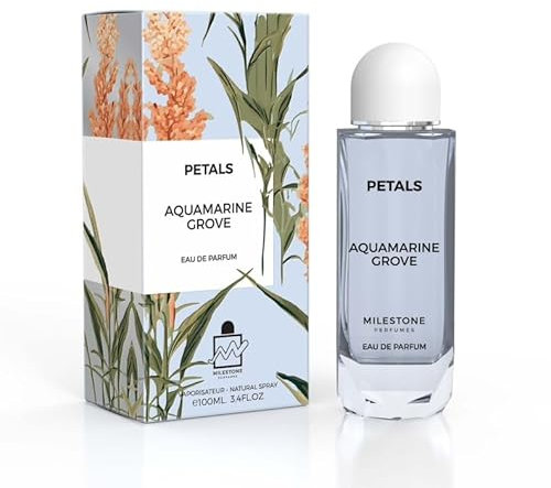 MILESTONE Perfumes Petals Aquamarine Grove Eau de Parfum für Damen, langanhaltender Duft, 100 ml, frischer und belebender Duft, perfekt für Tag und Nacht, elegantes und erfrischendes Parfüm