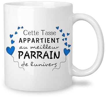 Yufansd Tasse Mug - Le Meilleur Parrain de L'univers - Cadeaux pour Parrain Homme Idée Originale Cadeaux d'anniversaire Noël Mug Merci Parrain Souvenir Céramique 350 ml (Parrain)