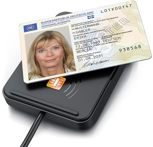 CSL - USB Chipkartenleser mit NFC - SmartCard Reader/SIM Kartenlesegerät - kompatibel mit Mac OS X + Windows 11 - für den neuen Personalausweis Gesundheitskarte Bankkarten