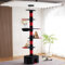 Mekidulu Floor to Ceiling cat Tree - Adjustable Height (240-250cm,265-275cm),Width 11cm Scratching Post,Wrapped with Black Velvet and Red Sisal Rope,Gothic cat tree.
