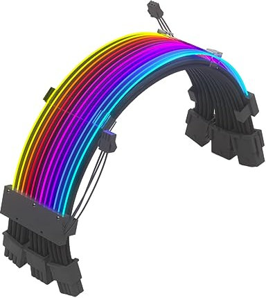 xbiez ARGB Power Supply Extension Cable RGB 24Pin GPU 3x8Pin Cord Motherboard Extension Cable for PC Power Supply Unit