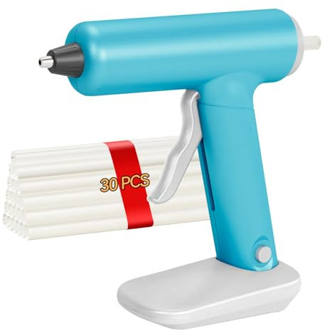 HHYSSG Pistola Colla a Caldo Senza Fili 3.7 V Con 30 Stick Di Colla Da 7mm Pistola Colla A Caldo Kit Portatile Per Bricolage Artigianato e Riparazioni Domestiche (Batterie Incluse) (Tipo de banco, s)