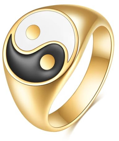 Skcess Ringe Gold, Ringe Edelstahl Yin Yang Ring 62 (19.7)