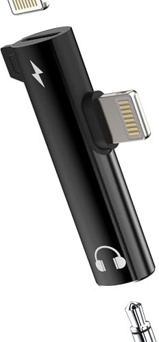 Adaptador Lightning a Jack 3.5mm Auriculares(2 en 1)para iPhone 14 13 Pro Max Audio Cable AUXiliar Cargador Conector para Apple Accesorios Coche Charger Clavija para iPad Conectores Headphones Adapter