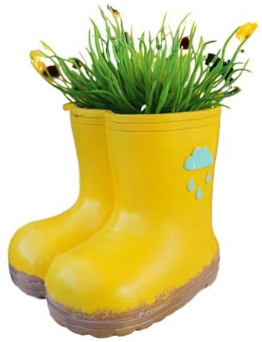 Boots Planter - Rain Boot Planter | Boot planterss for Garden, Yellow Rainboot Shaped Resin Cute Cartoon Vase, Aesthetic Plant Arrangement Container, for Birthdays, Weddings