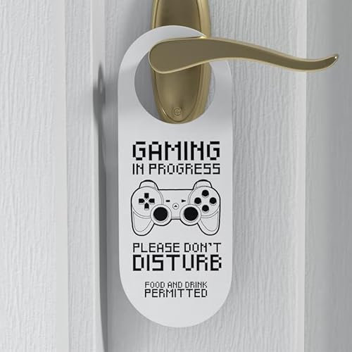Gaming in Progress Door Hanger – Do Not Disturb Sign for Gamers, Streamers & Kids – Funny Bedroom & Game Room Decor – Perfect for Online Gaming, Live Streaming & Privacy – Gift for Gamers & Teens