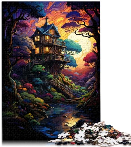 1000-teiliges Puzzle für Erwachsene, Baumhauswald, als Puzzle-Geschenk, geeignet als Schreibtisch-Dekoration,38x52cm, für Jugendliche ab 14 Jahren