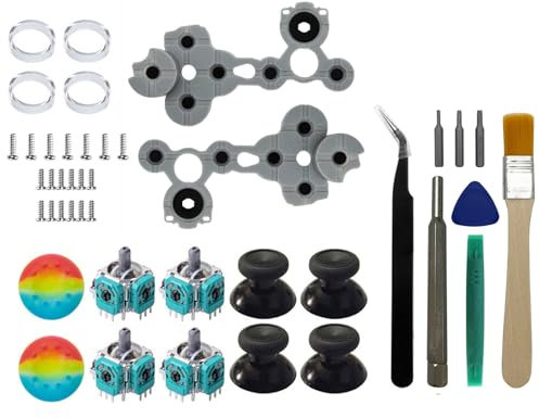 Onyehn 43 Pcs 3D Analog Joysticks Sensor Repair Kit for Xbox One Slim Controllers, Include Conductive Rubber Replacement Thumbstick Hat Silicone Hat Covers with Screwdriver Parts