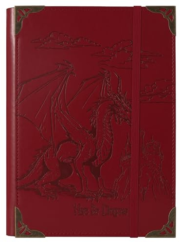 TIEFOSSI A5-Ringbuch mit 6 Ringen Tagebuch für Frauen und Männer, Hardcover Notizbuch aus PU-Leder, Vintage-Drachen-Notizbücher für Jungen, College Lineatur für Schule, Arbeit, Reise & Organisation