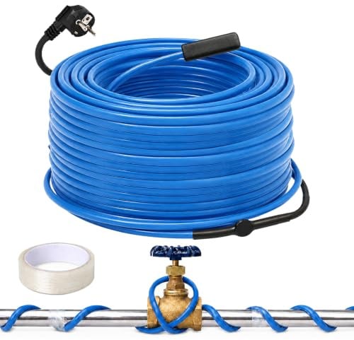 SGZIOO 12m Heizspirale Olivenbaum, Frostschutz Heizkabel mit Thermostat, Begleitheizung Wasserleitung, Rohrbegleitheizung Zum Schutz von Wasserleitungen und Weidetränken, 25 W/M, IP65 (12 Meter)