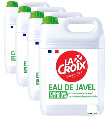 LA CROIX - Eau de Javel Polyvalente - Désinfectant & Détachant - Le bidon de 5 L (Lot de 4)