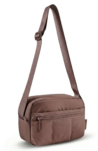 bagsmart Puffer kameraväska liten, kameraväska DSLR SLR fotoväska liten, lätt och elegant axelväska spegelreflex systemkamera objektiv tillbehör, Kaffebrun, Fashion