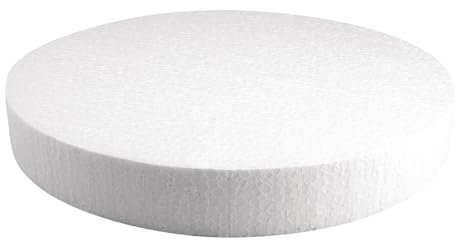 Rayher 3003600 Styropor-Scheibe, 30 cm ø, Höhe 4 cm, ideal als Kuchen-Dummy, Styropor-Torten-Dummy, Styroporscheiben Torte