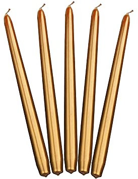 PartyDeco Goldene Leuchterkerzen spitz zulaufende Kerze Set Tischdekoration lange Kerze für Hochzeiten Geburtstag Feiern Weihnachten Kerze Halter dekorative Kerze