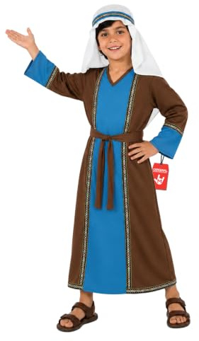 Fun Shack Hirten Kostüm Kinder, Biblisches Halloween Kostüm Kinder, L | Tunika, Jacke, Gürtel & Kopfbedeckung, Klassischer Hirten-Look, Perfekt für Halloween, Ideal für Rollenspiele