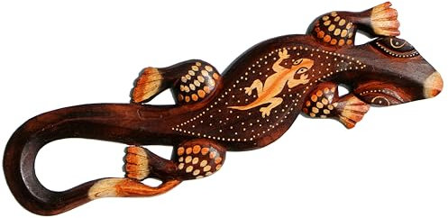 Wogeka - 40 cm Gecko Wand Relief - Handarbeit aus Holz als Geschenk-Idee zur Deko Gecko06