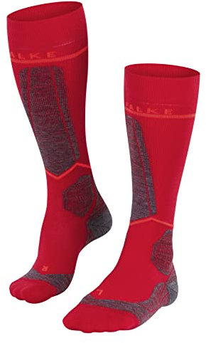 FALKE Damen Skisocken SK Energizing Wool W Kh Wolle Funktionsmaterial mit Kompression 1 Paar, Rot Rose 8564, 39-42