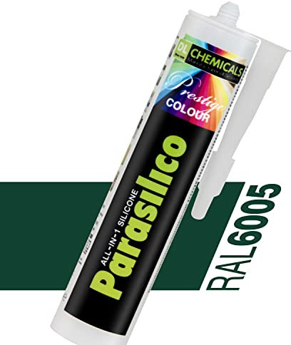 Profi Silikon Parasilico 310ml Kartusche Dichtstoff Sanitär, Küchenbereich, Innen-und Außen Bausilikon, Große Farbauswahl (5x Kartuschen, grün/Moosgrün RAL 6005)