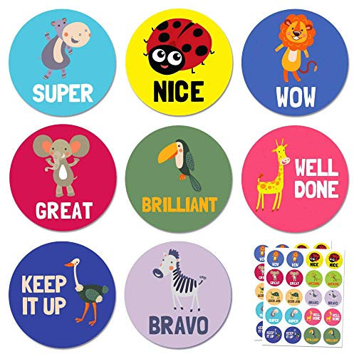 400 Stück - Belohnungssticker Englisch, Sticker Lehrer Motivationssticker - 25mm