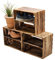 Teramico Holzkiste 50 x 40 x 30cm - Vintage-Look geflammt - Weinkiste Obstkiste Set Dekoration (3er Set, Ablage Lang)