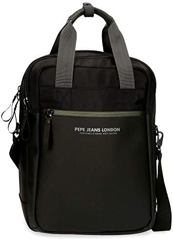 Pepe Jeans Sail Laptop-Rucksack mit Schulterriemen Schwarz 32x42x12 cms Polyester und PU 15,6 16.13L