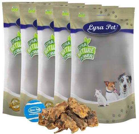 Lyra Pet® 5 kg Ochsenziemer Abschnitte 4-12 cm + Tennis Ball | Ochse Rind Rinderhaut Kauspaß Leckerli Kauartikel Hundefutter Kausnack Belohnung Training