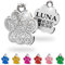 Ibera Gifts - Chapa Perro Grabada en Forma de Pata con Purpurina, Placa Perro Personalizada para Perros y Gatos Pequeños y Medianos, Tamaño 24 mm x 27 mm, Chapa Identificativa Perro y Gato (Plateado)