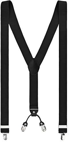 VINTAGE BASICS Hosenträger Herren - Elastisch und Verstellbar - 3,5cm Breite - Y-Form mit extra starken Metall Clips Schwarz