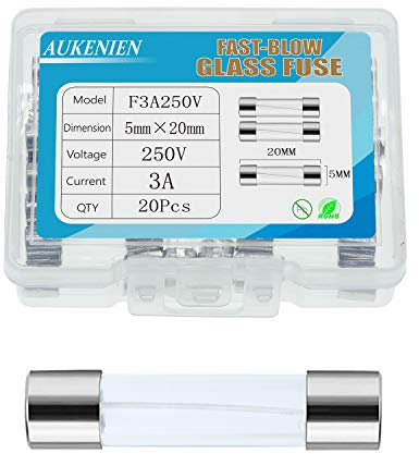 AUKENIEN 3A 3 Ampère 250V Fusible Verre 5x20MM Fusibles en Verre à Fusion Rapide pour Électroménager