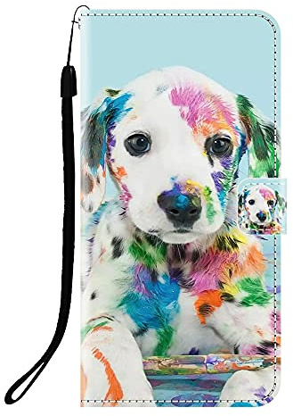 Sunrive Kompatibel mit ZTE Blade V10 Vita Hülle,Magnetisch Schaltfläche Ledertasche Schutzhülle Etui Leder Case Handyhülle Tasche Schalen Lederhülle MEHRWEG(Q Hund 2)