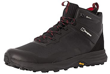 Berghaus Vc22 Multisport Mid Walking Hiking Boots | Durable | Waterproof | Breathable | Gore Tex | Vibram, Stivali da Escursionismo Uomo, Nero e Rosso, 45.5 EU