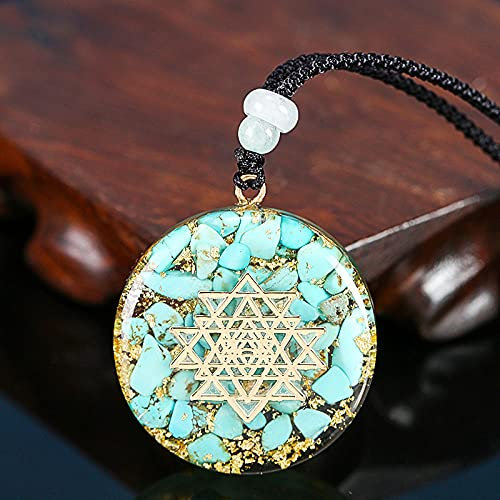 Orgonite-Pendrach-Heilungskristall-Halskette-Sri yantra.