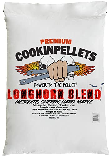 CookinPellets 40LHB Longhorn Blend Premium 100-Percent Natural Grill Smoker Smoking Mesquite/Cherry/Maple Hardwood Wood Pellets, 40 Pound Bag