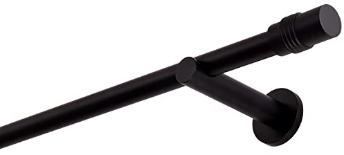 Bastone per tende nero, 360 cm, 1 binario, 19 mm, in metallo, fissaggio a parete, cilindro