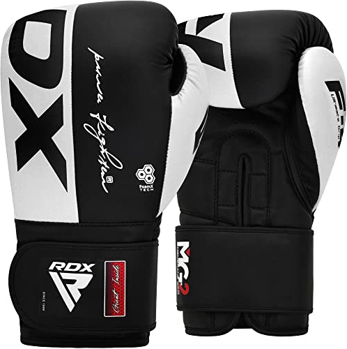 RDX Boxing Gloves, Maya Hide Leather Training Muay Thai Bag Gloves for Sparring, Fighting, Boxing Bags, MMA, Punching, Kick Boxing Gloves Gym Men Women 8 10 12 14 16 oz
