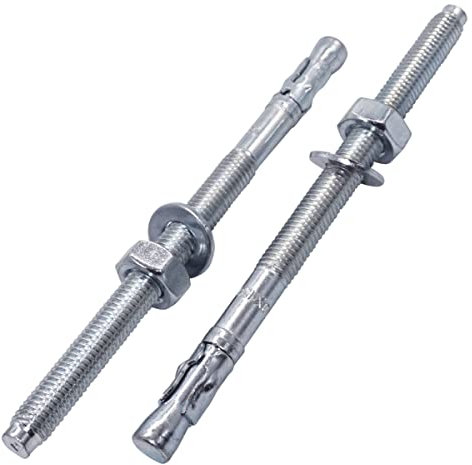 SKIR'CO (2 pz) Ancora a cuneo M12 x 140 mm, Tasselli in metallo, Bullone di ancoraggio per muratura, Ancora di espansione in calcestruzzo
