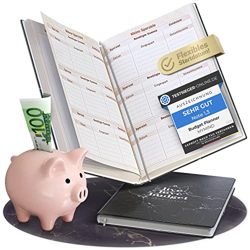 MYMIND® Budget Planner Deutsch [DAS ORIGINAL] Binder für strukturierte Finanzen - Budgetplaner mit Motivationssprüchen - Geld Organizer & Planer zum Lösen finanzieller Probleme Sparbuch