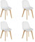 Baroni Home Moderner Stuhl mit Holzbeinen, ergonomischer Bürostuhl mit geschnitzter Textur, Esszimmerstuhl max. 130 kg, 48x43x84 cm, Weiß, 4 Stücke