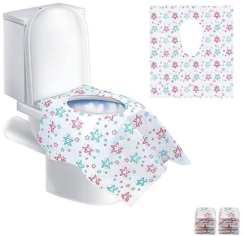 Einweg Toilettensitzabdeckung,20 Stück Einweg Toilettensitzbezug Wasserdicht Toilet Seat Cover Vliesstoff Rutschfest 60cm*65cm Toilettensitzbezug Mit Einzelverpackung für Reisen Öffentliche Toiletten