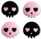 PERFECTSIGHT Cute Thumb Grip Caps for Switch 2, PS5/PS4 Xbox Series X/S Controller, Halloween Silicone Analog Stick Caps Thumbstick Grips Joystick Button Cover for Switch Pro Controller (Heart Skulls)