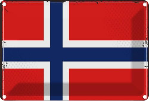 vianmo Blechschild 20x30 cm Flagge Fahne Wappen Norwegens Flag Norway Deko Geschenk Metall Schild