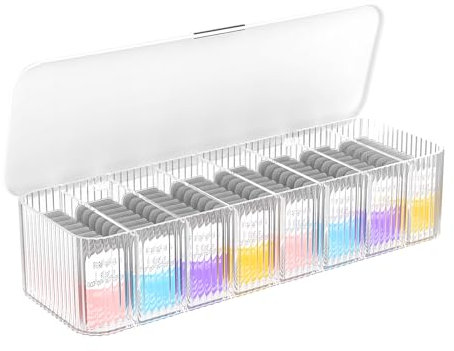 MoKo Cosmetic Contact Lens Storage Organizer Cases with Compartment, Durable Simple Daily Disposable Contact Lenses Case Container Box for All Brands, Clear + White