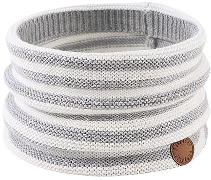 XIAOHAWANG Baby Schal Winter Strickschal Jungen Dick Warm Schlauchschal Mädchen Loop Schal Kinder Rundschal für 1-6Jahren (Gestreift Hellgrau)