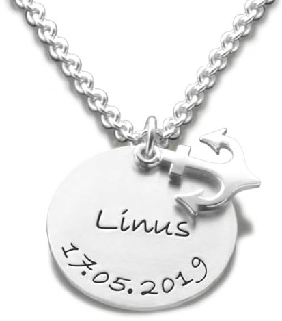 Taufkette Junge Taufschmuck personalisiert ANKER 925 Silber Gravur Jungs Name Taufdatum personalized handgearbeitet