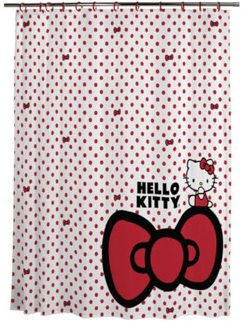 Franco Hello Kitty Duschvorhang- und Ring-Set, 13-teilig, offizielles Lizenzprodukt