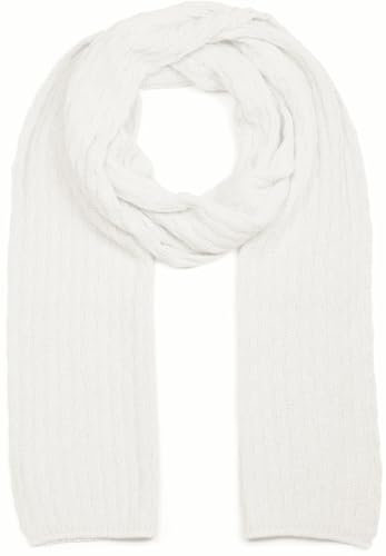 styleBREAKER Unisex einfarbiger Strick Schal mit strukturiertem Flecht Muster, Uni Winter Strickschal 01018161, Farbe:Weiß